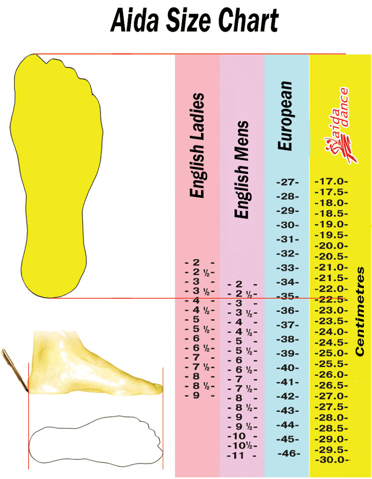 Dance Shoe Size Chart
