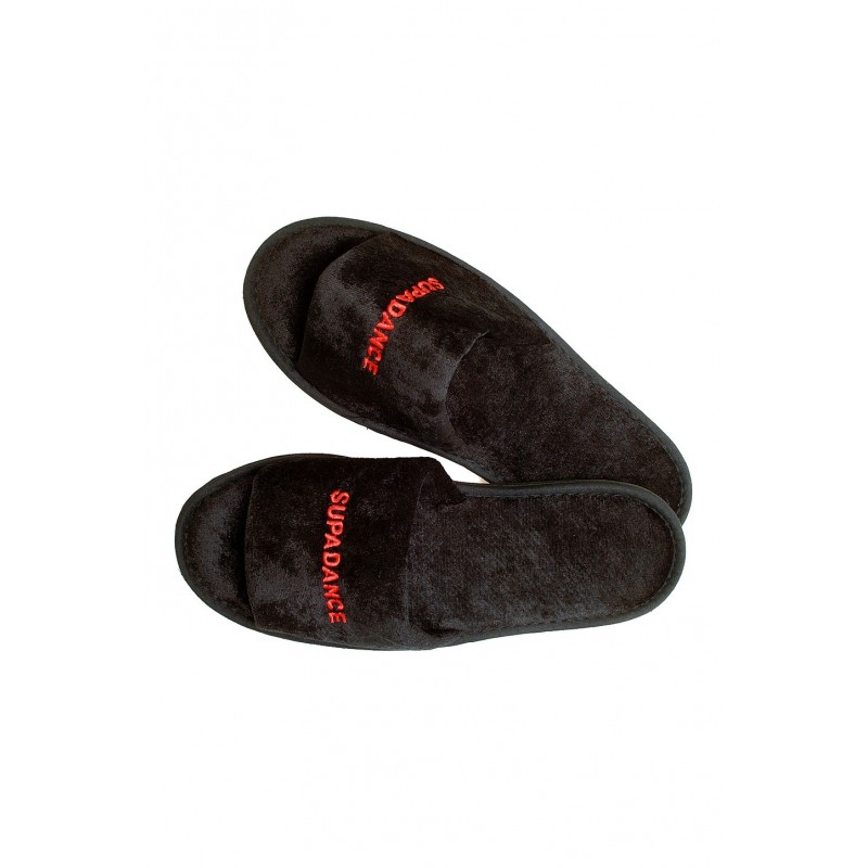 open toe towelling slippers